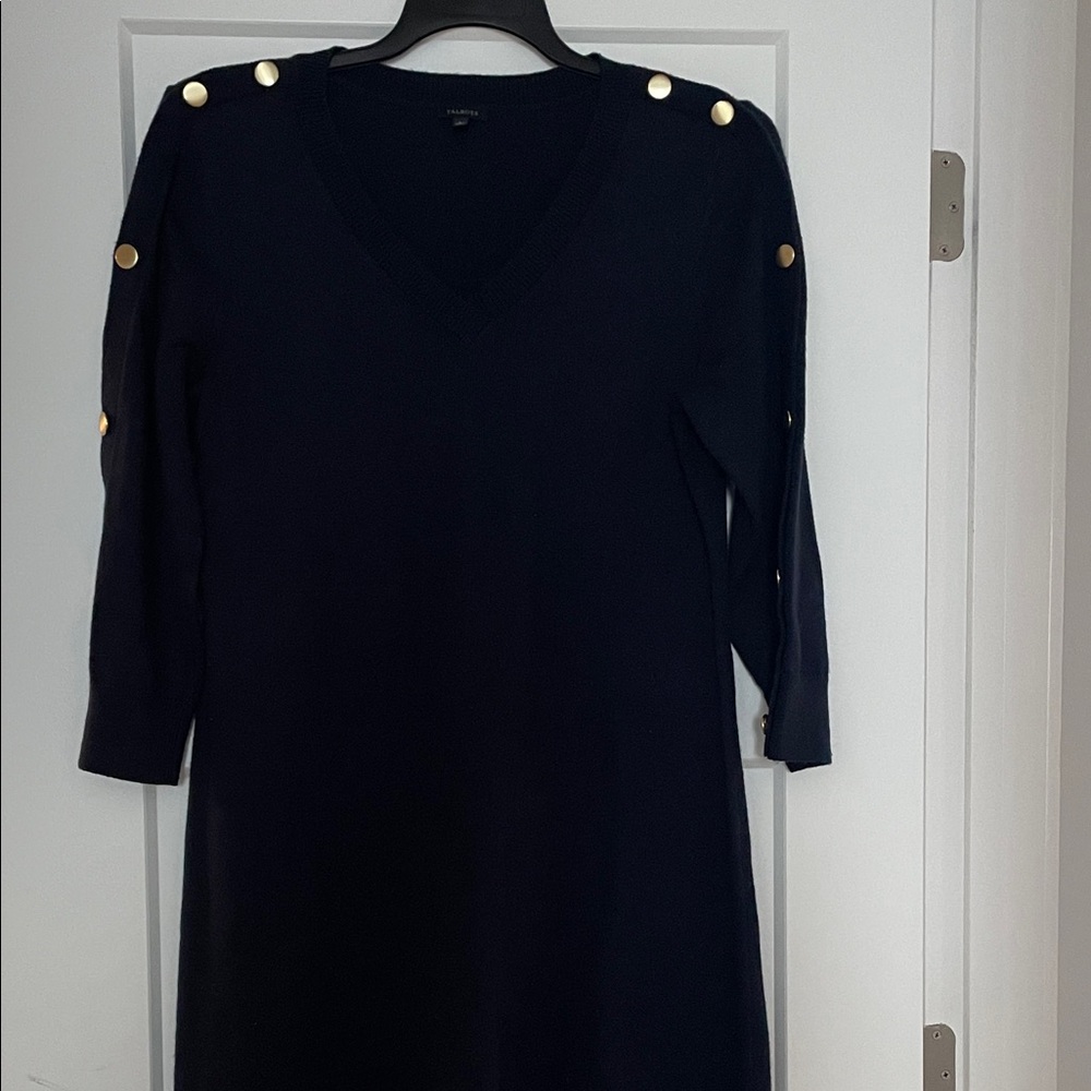 Elegant Navy Dress with Gold Accents